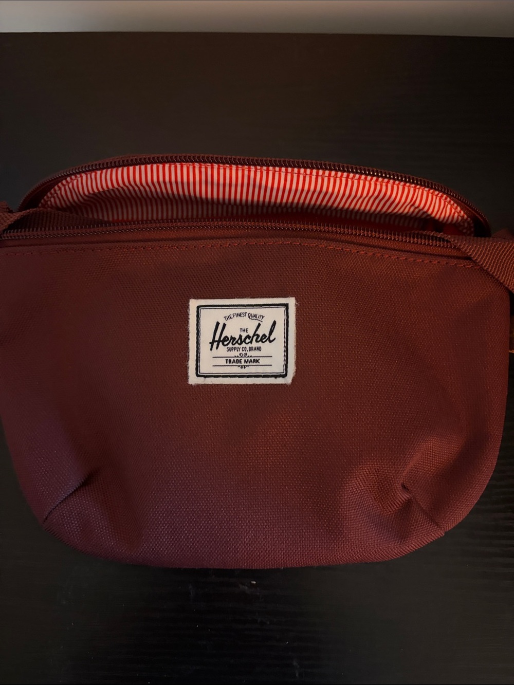 Herschel Supply Company Burgundy Hip Pack with Striped Lining